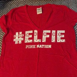 Victoria’s Secret pink #elfie T-shirt. Size M, red